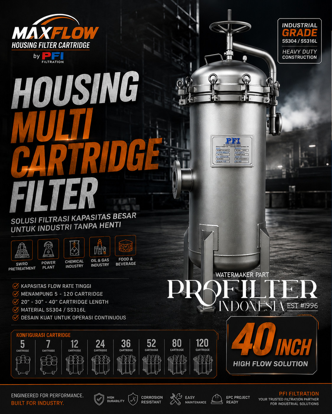 Housing Multi Cartridge Filter 40 Inch